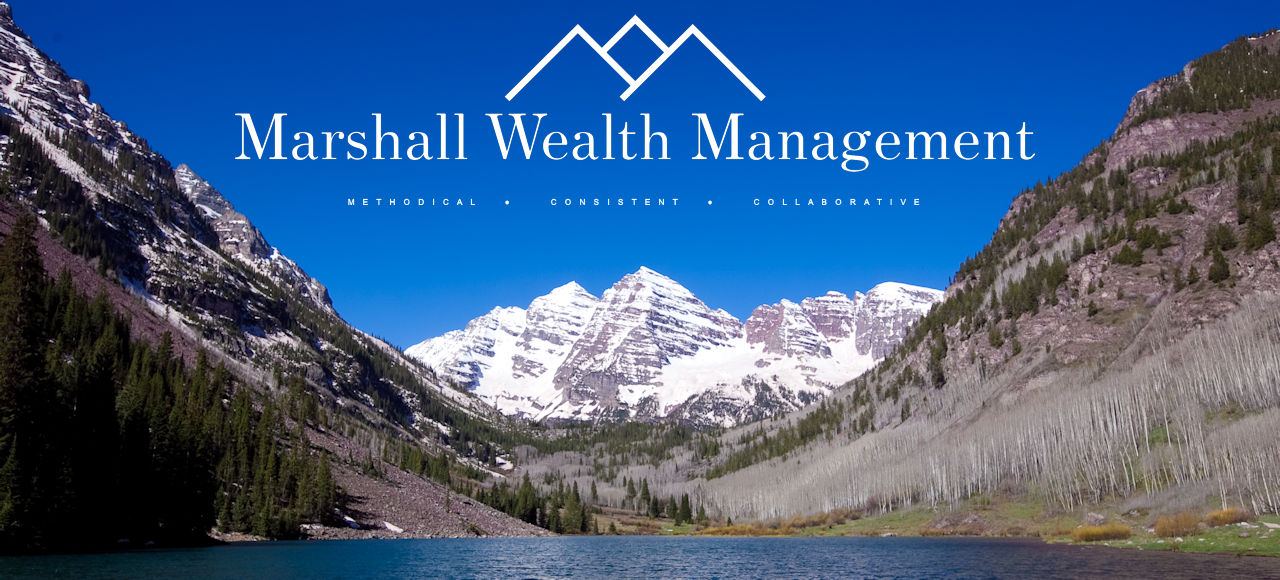 Picture of Maroon Bells with Marshall Wealth Management Superimposed
